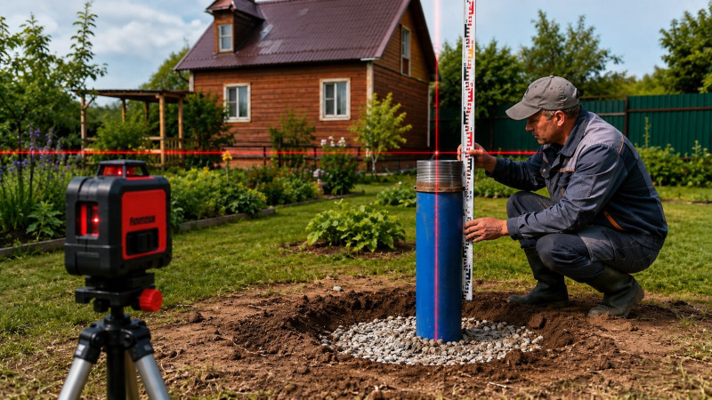 Как проверить вертикальность скважины с помощью лазерного уровня и телефона 